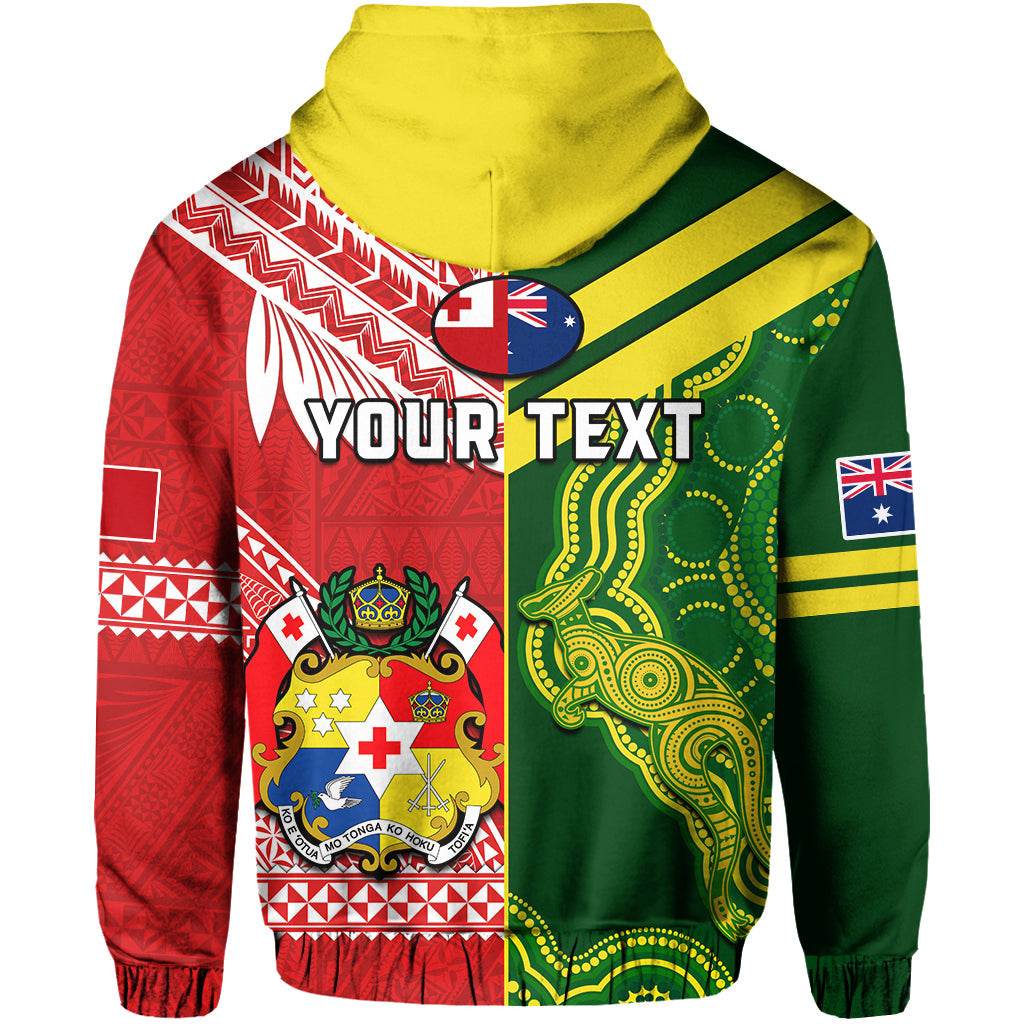 (Custom Personalised) Tonga And Australia Rugby Hoodie Mate Maa Tonga Mix Kangaroos - Vibe Hoodie Shop