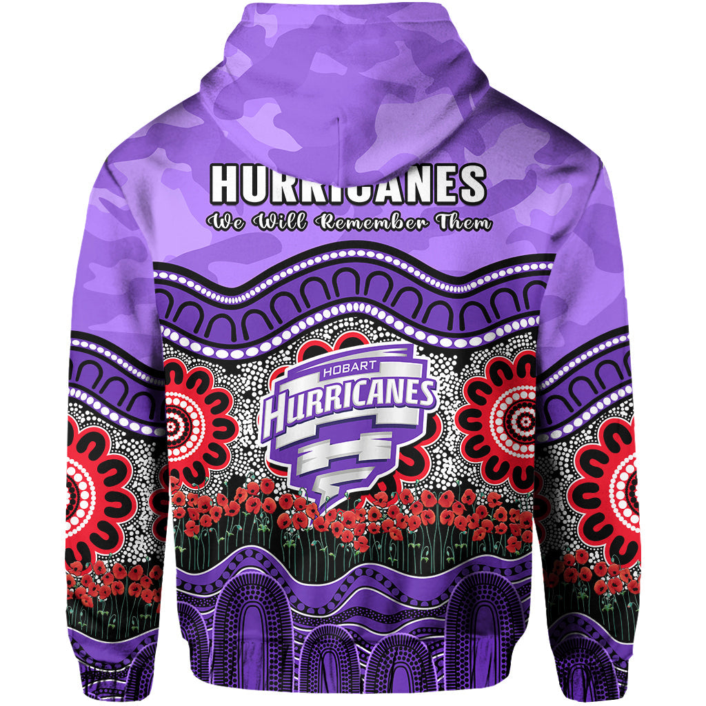Hurricanes Cricket ANZAC Hoodie Hobart Poppy Aboriginal Camouflage - Vibe Hoodie Shop
