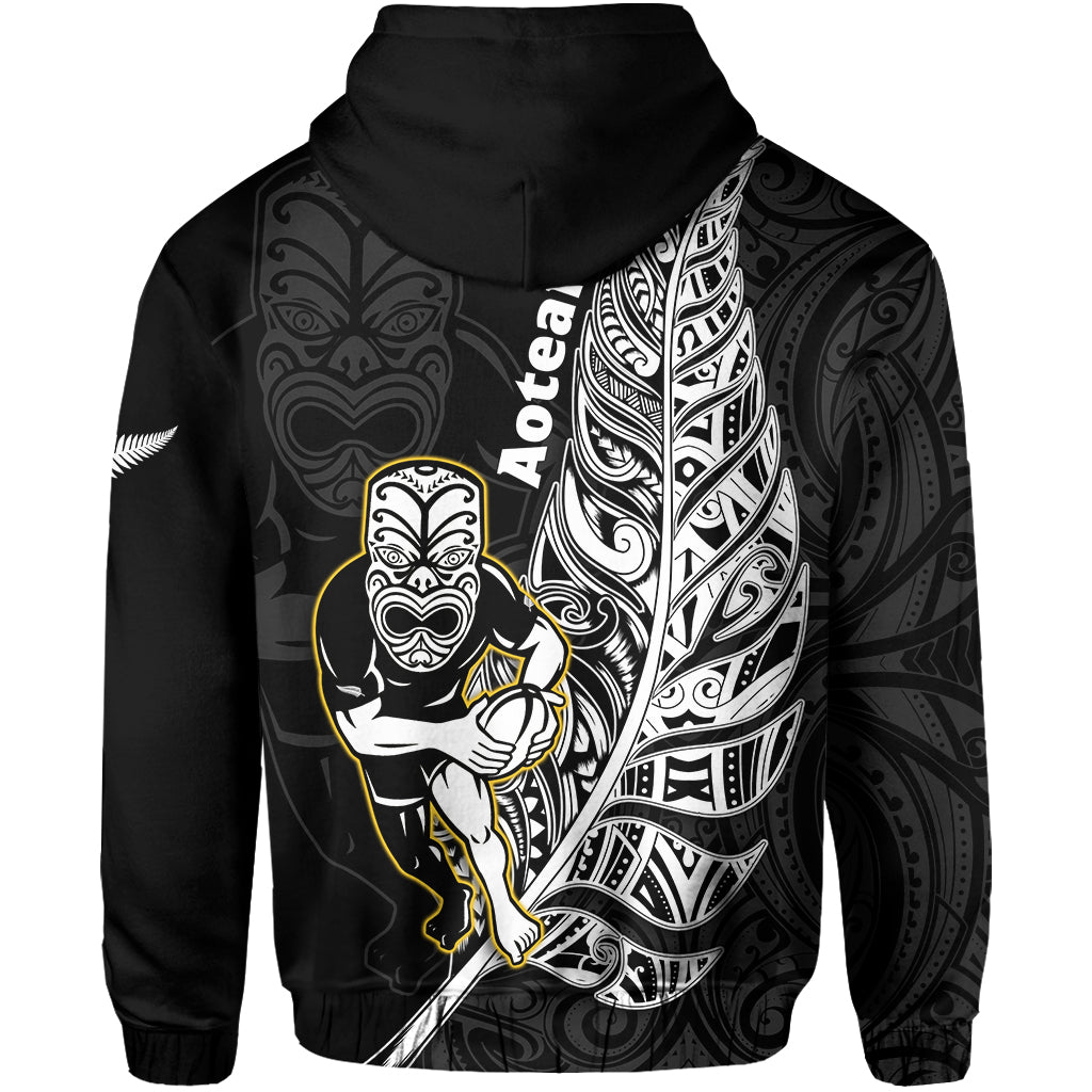 New Zealand Silver Fern Rugby Hoodie All Black Maori Version Black - Vibe Hoodie Shop
