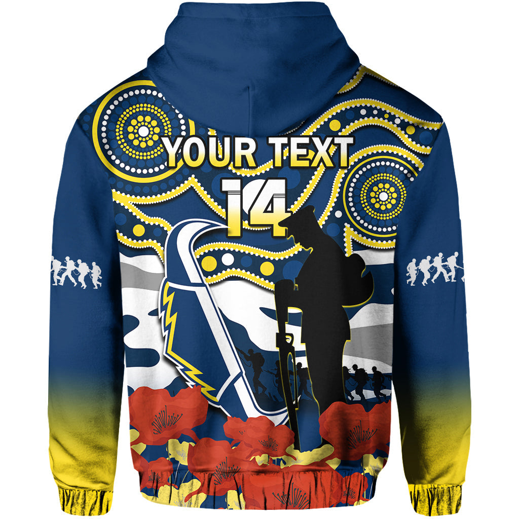 (Custom Text And Number) Cowboys Rugby ANZAC 2023 Hoodie Australian Army Aboriginal Lest We Forget - Vibe Hoodie Shop