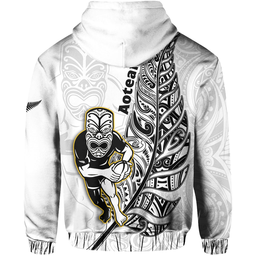 New Zealand Silver Fern Rugby Hoodie All Black Maori Version White - Vibe Hoodie Shop