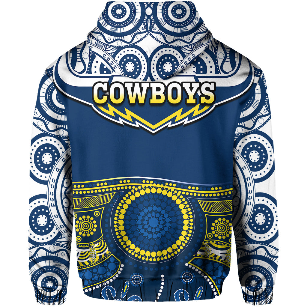 Cowboys Rugby Hoodie Aboriginal Art - Vibe Hoodie Shop