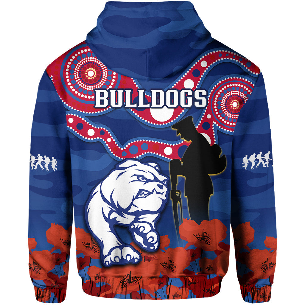 Western Bulldogs Football ANZAC 2023 Hoodie Doggies Aboriginal Mix Poppy Camouflage - Vibe Hoodie Shop