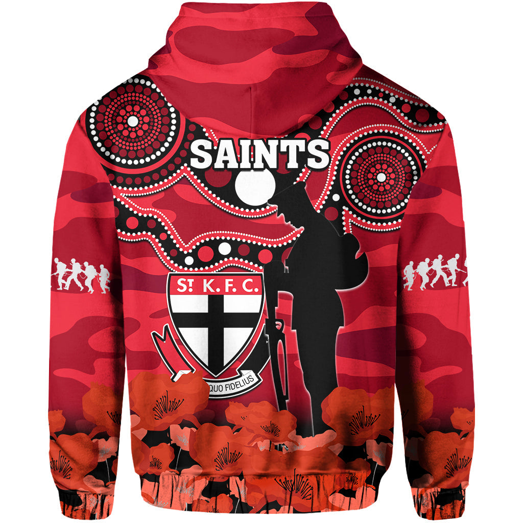 St Kilda Football ANZAC 2023 Hoodie Saints Aboriginal Mix Poppy Camouflage - Vibe Hoodie Shop
