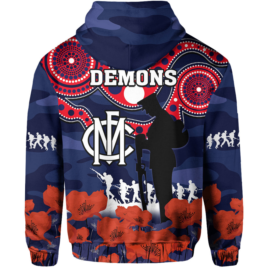 Melbourne Football ANZAC 2023 Hoodie Demons Aboriginal Mix Poppy Camouflage - Vibe Hoodie Shop