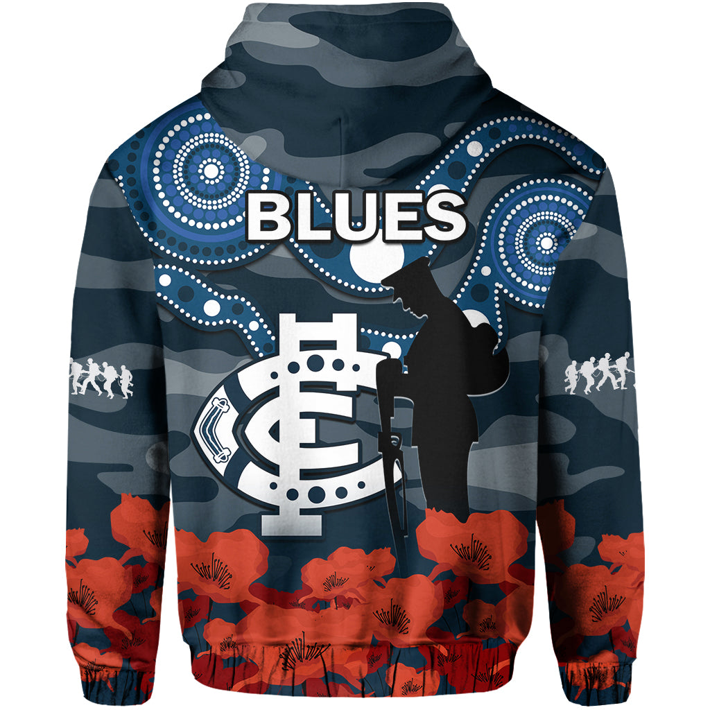 Carlton Football ANZAC 2023 Hoodie Blues Aboriginal Mix Poppy Camouflage - Vibe Hoodie Shop