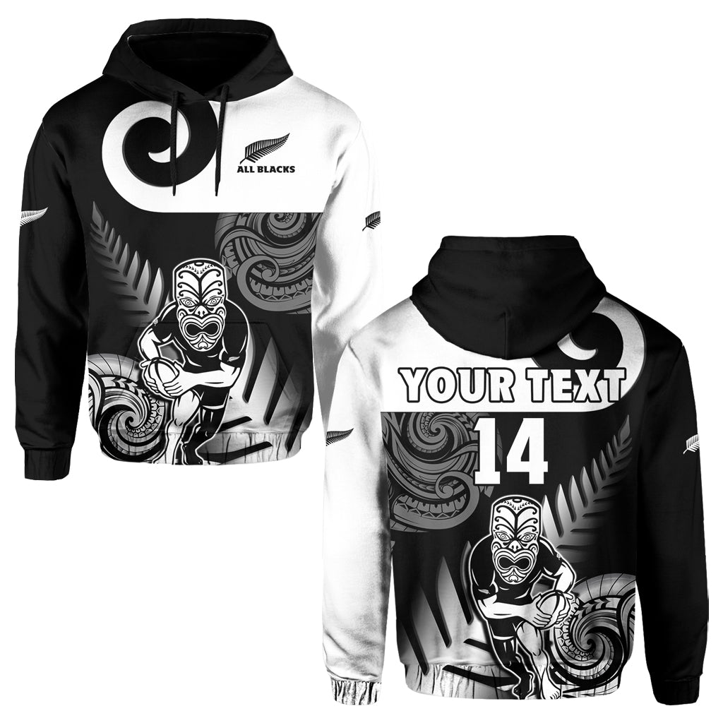 Custom Text And Number New Zealand Silver Fern Rugby Hoodie All Black Maori Koru - Vibe Hoodie Shop