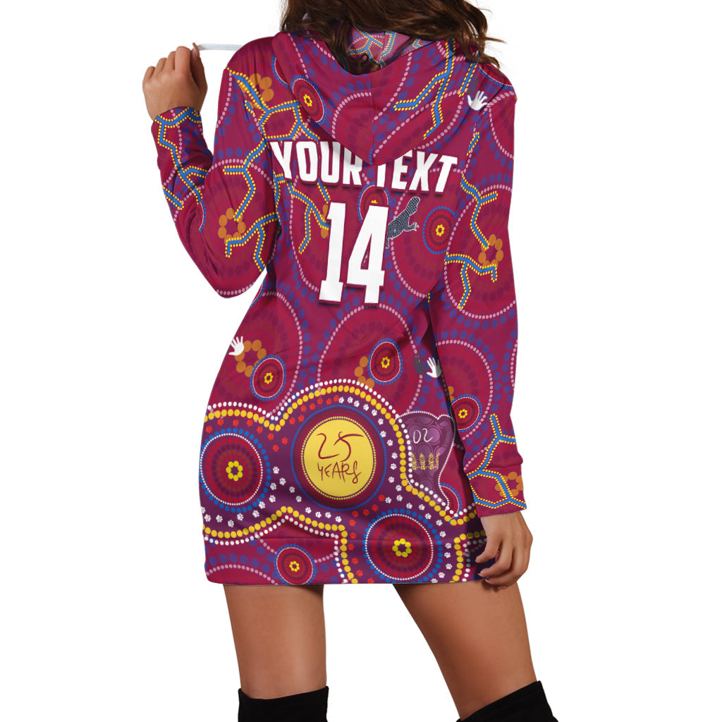 (Custom Text And Number) Brisbane Football Hoodie Dress Indigenous Pattern Go Lions Unique Version - Vibe Hoodie Shop