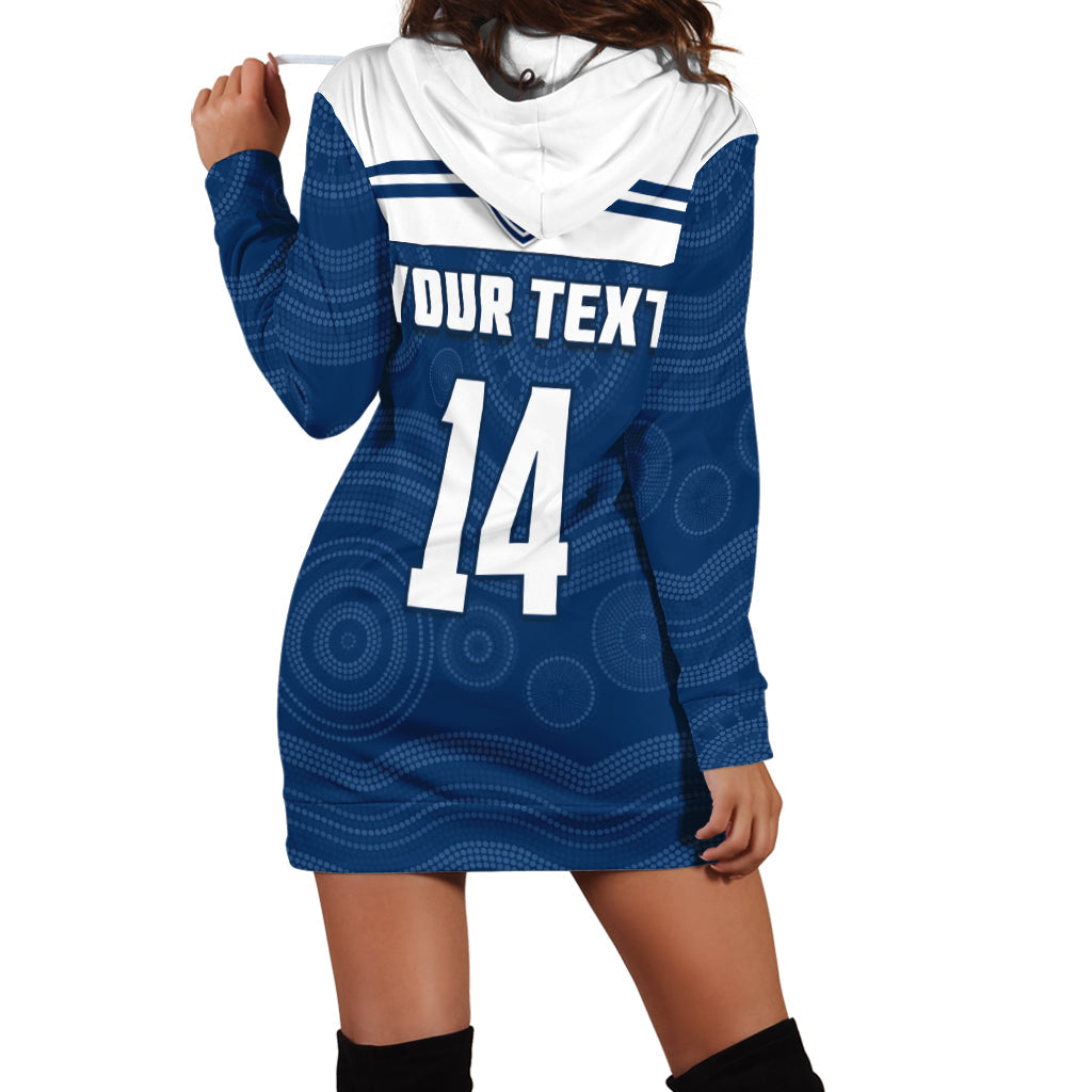 (Custom Text And Number) Cats Football Hoodie Dress Geelong Est 1859 Aboriginal Art - Vibe Hoodie Shop