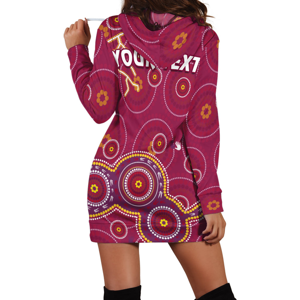 (Custom Personalised) Maroons Rugby Hoodie Dress Kangaroo Indigenous Pattern Unique Version - Vibe Hoodie Shop