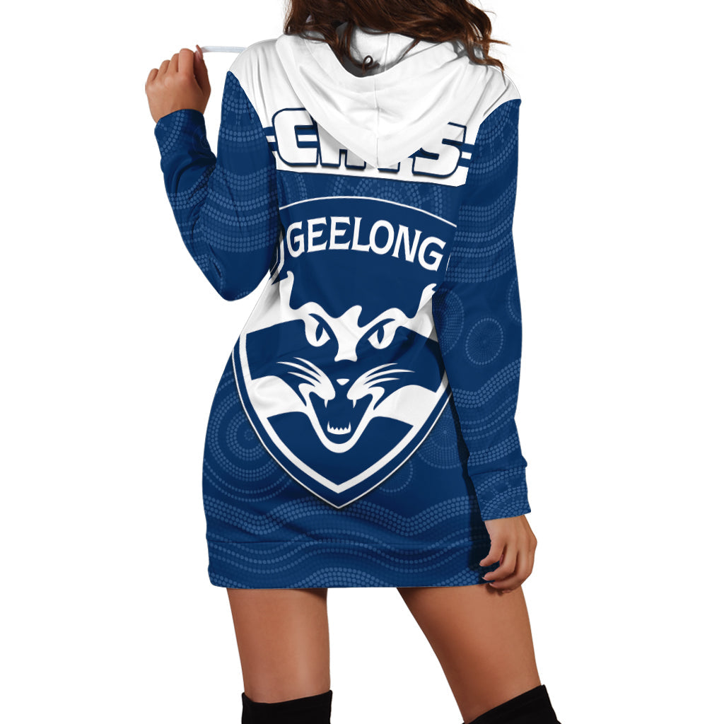 Cats Football Hoodie Dress Geelong Est 1859 Aboriginal Art - Vibe Hoodie Shop