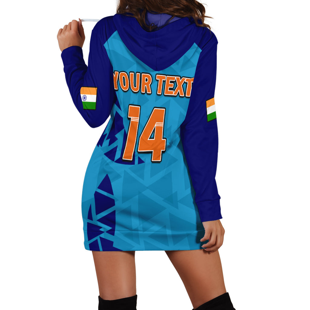 (Custom Text And Number) India Cricket Hoodie Dress Men in Blue 2022 Mens T20 World Cup - Vibe Hoodie Shop