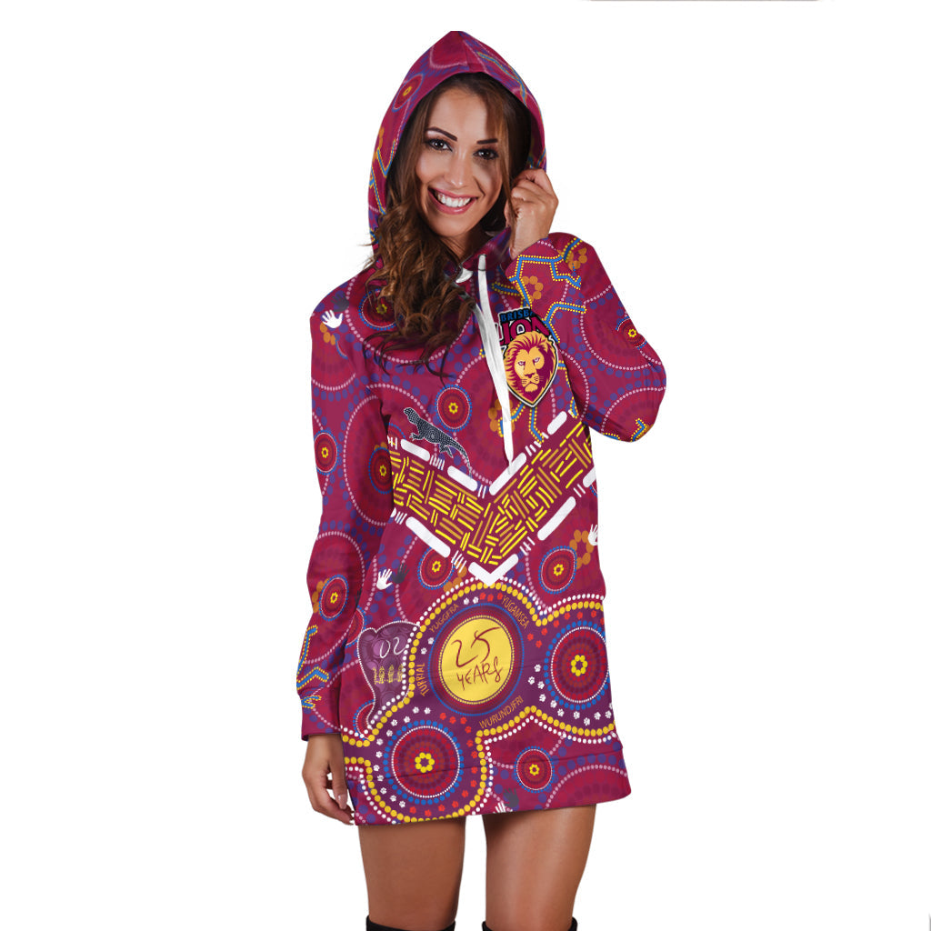 Brisbane Football Hoodie Dress Indigenous Pattern Go Lions Unique Version - Vibe Hoodie Shop