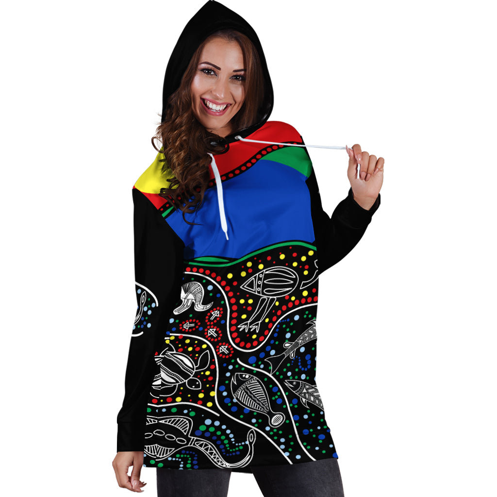 (Custom Text and Number) NAIDOC Week Hoodie Dress National Aborigines And Torres Strait Islander Animals Aboriginal Art - Vibe Hoodie Shop