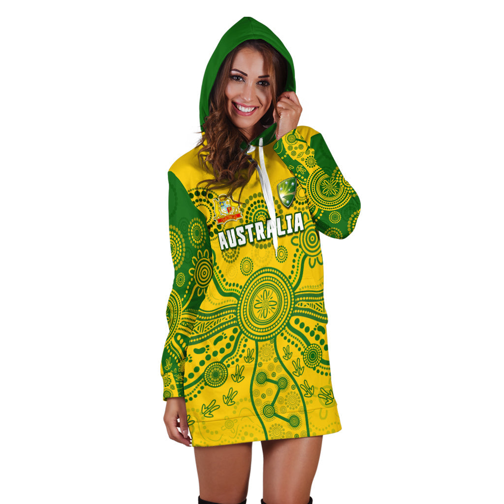 (Custom Text And Number) Cricket Australia Hoodie Dress Aussie 2022 Indigenous Special Version - Vibe Hoodie Shop