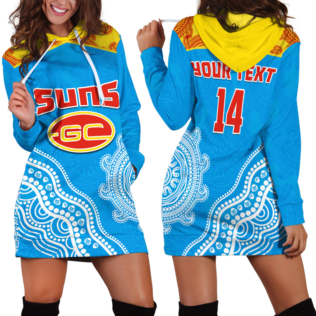 (Custom Text And Number) Suns Hoodie Dress Go Sunnies Aboriginal Simple Style - Vibe Hoodie Shop