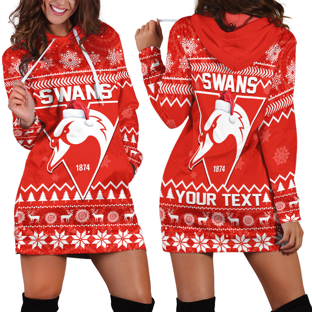 (Custom Personalised) Swans Football Christmas Hoodie Dress Sydney Indigenous Merry Xmas - Vibe Hoodie Shop