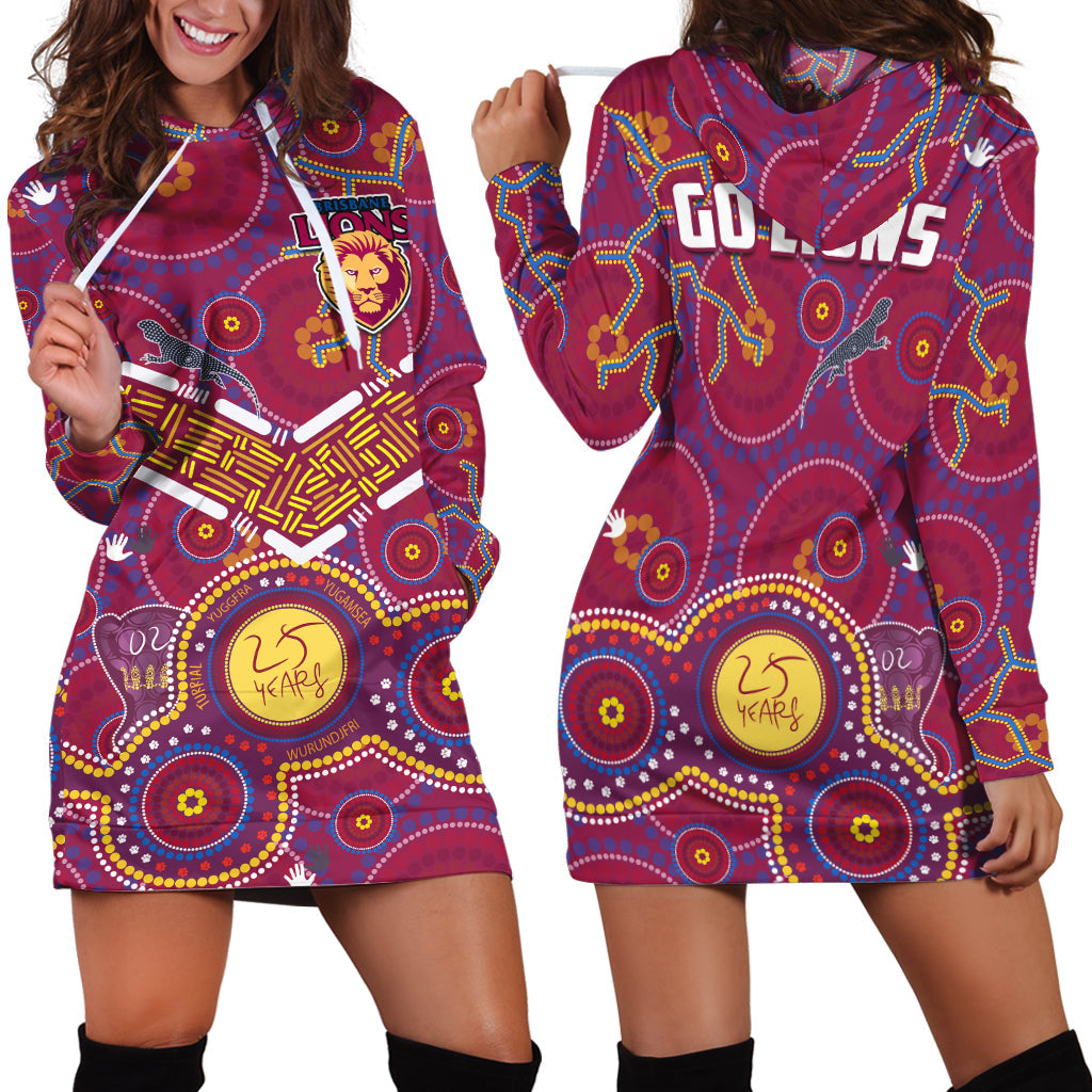 Brisbane Football Hoodie Dress Indigenous Pattern Go Lions Unique Version - Vibe Hoodie Shop