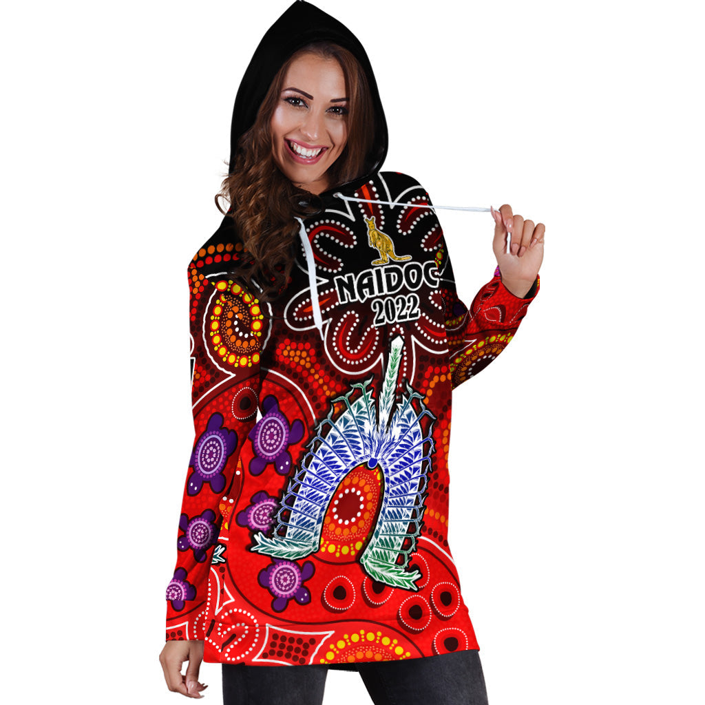 (Custom Text And Number) Australia NAIDOC Week Hoodie Dress Australian Aboriginal Dhari Kangaroo Artsy Style - Vibe Hoodie Shop