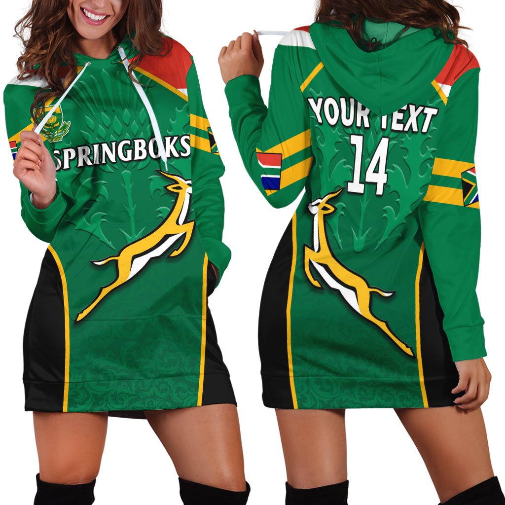 (Custom Text And Number) South Africa Rugby Hoodie Dress Springboks 2022 Sporty Style Go Amabokoboko - Vibe Hoodie Shop