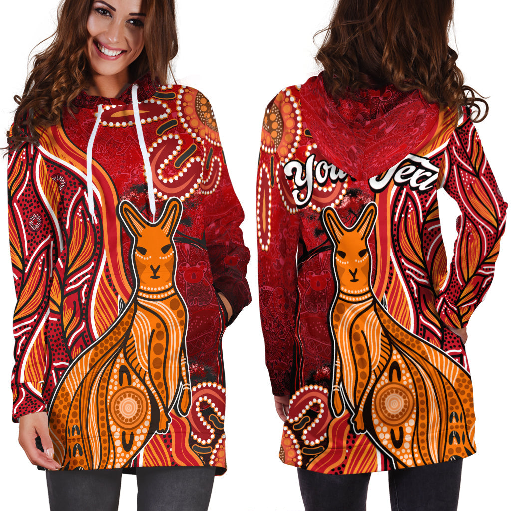 (Custom Personalised) Australian Aboriginal Art Hoodie Dress Aussie Animal Red Version - Vibe Hoodie Shop