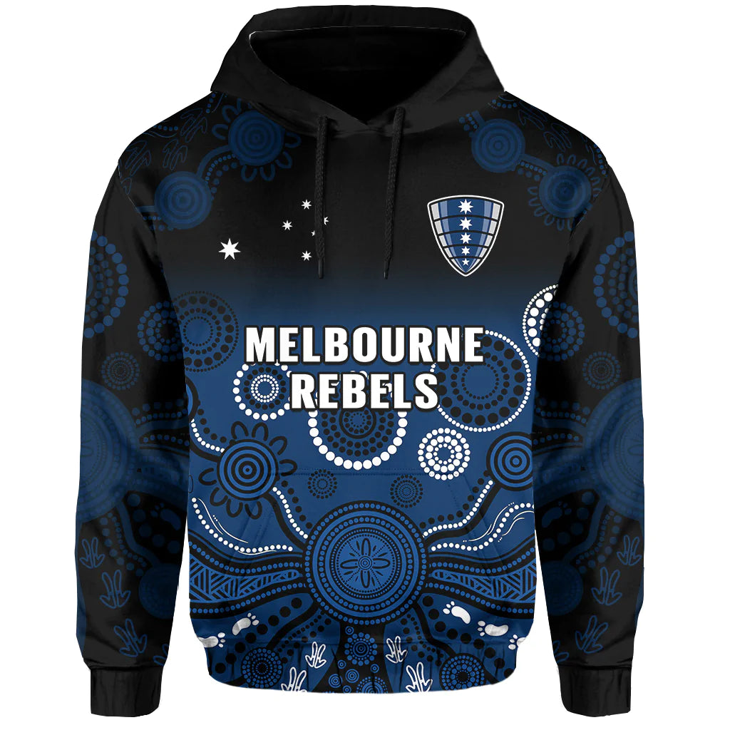 (Custom Text And Number) Melbourne Rebels Rugby Hoodie Gradient Aboriginal - Vibe Hoodie Shop