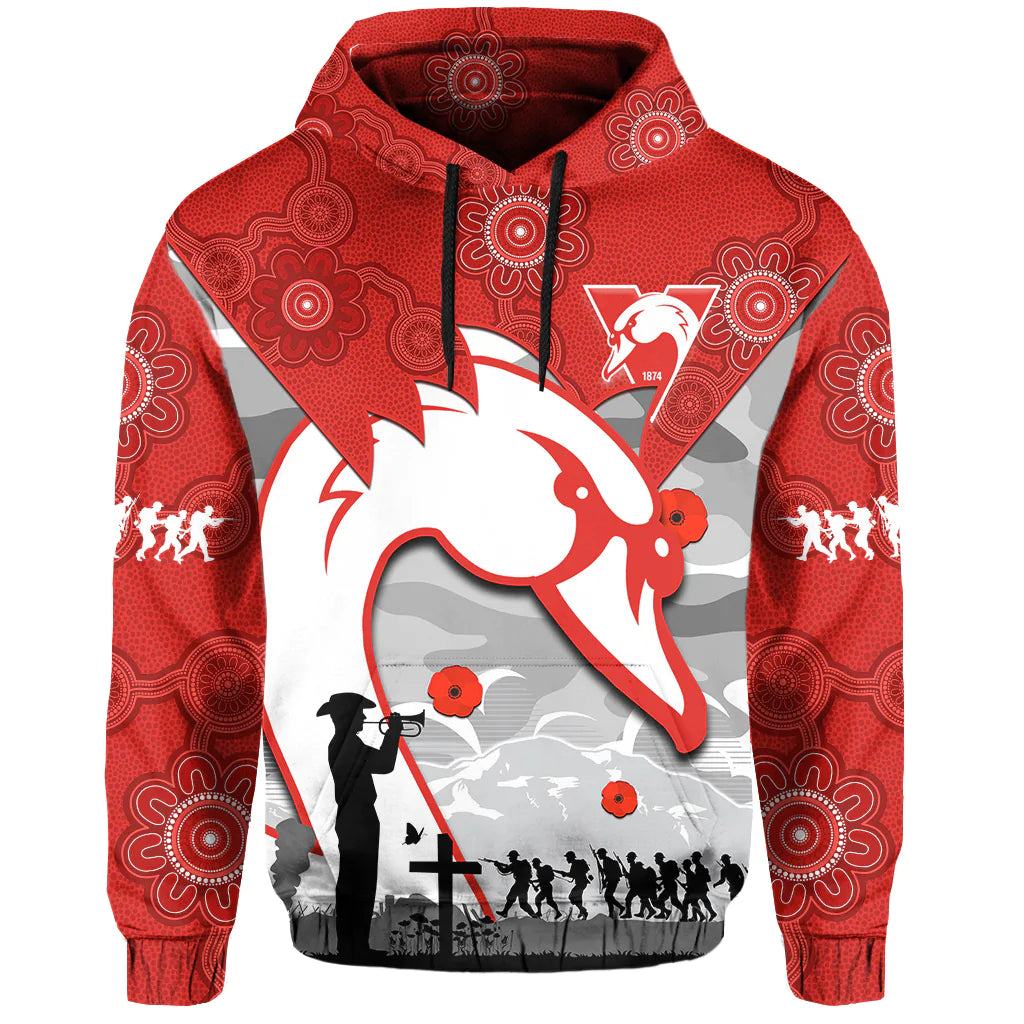 Swans Football ANZAC Hoodie Sydney Indigenous Camouflage Art - Vibe Hoodie Shop
