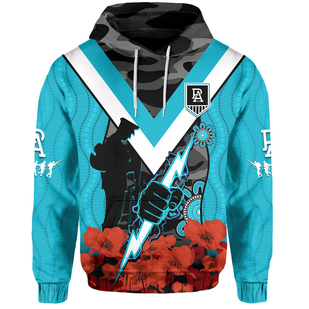 Port Adelaide Football ANZAC 2023 Hoodie Power Aboriginal Mix Poppy Camouflage - Vibe Hoodie Shop
