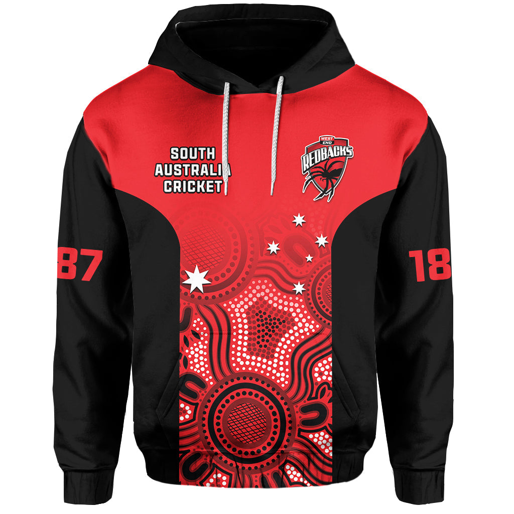 (Custom Text And Number) South Australia Cricket 2023 Hoodie West End Redbacks Sheffield Shield Indigenous - Vibe Hoodie Shop