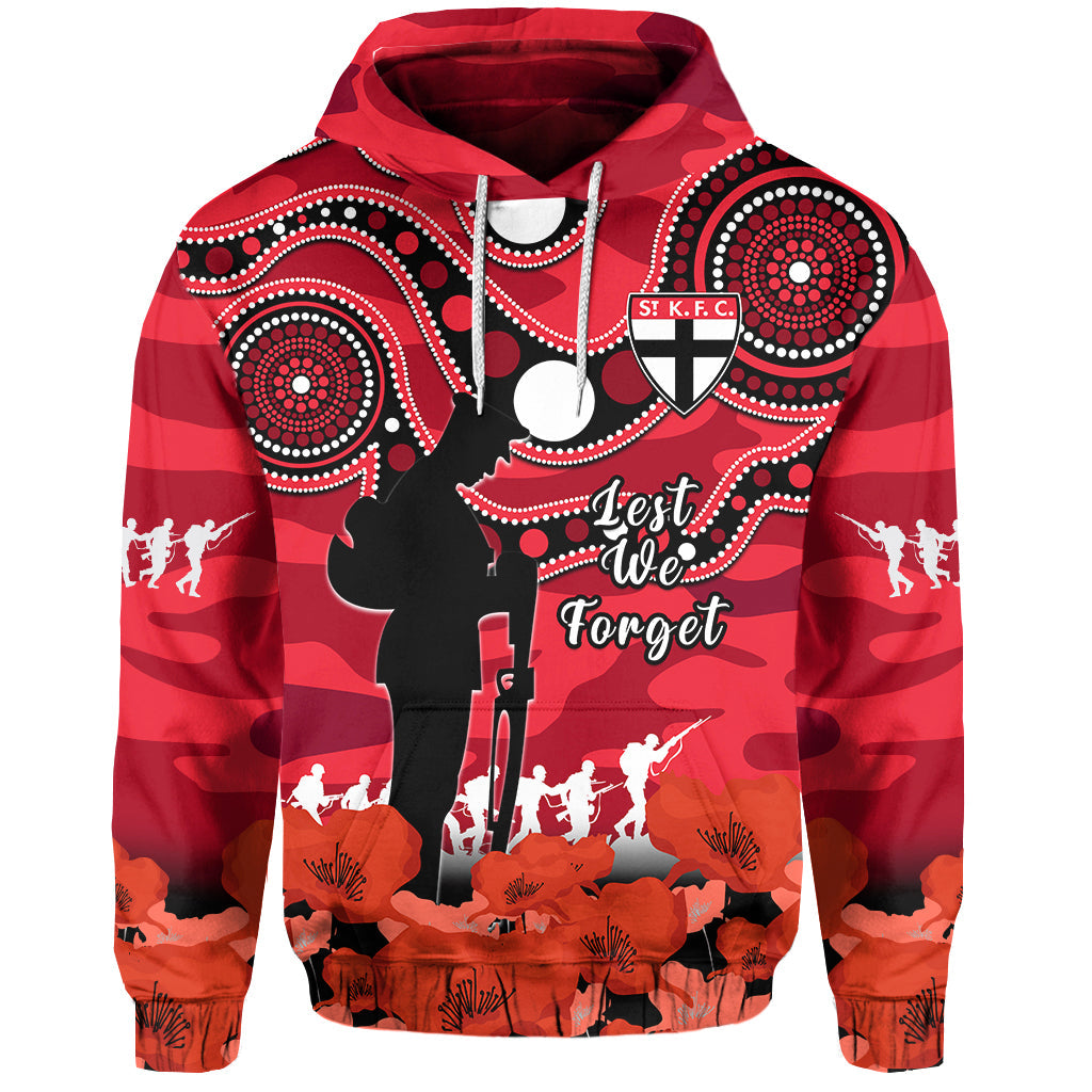 St Kilda Football ANZAC 2023 Hoodie Saints Aboriginal Mix Poppy Camouflage - Vibe Hoodie Shop