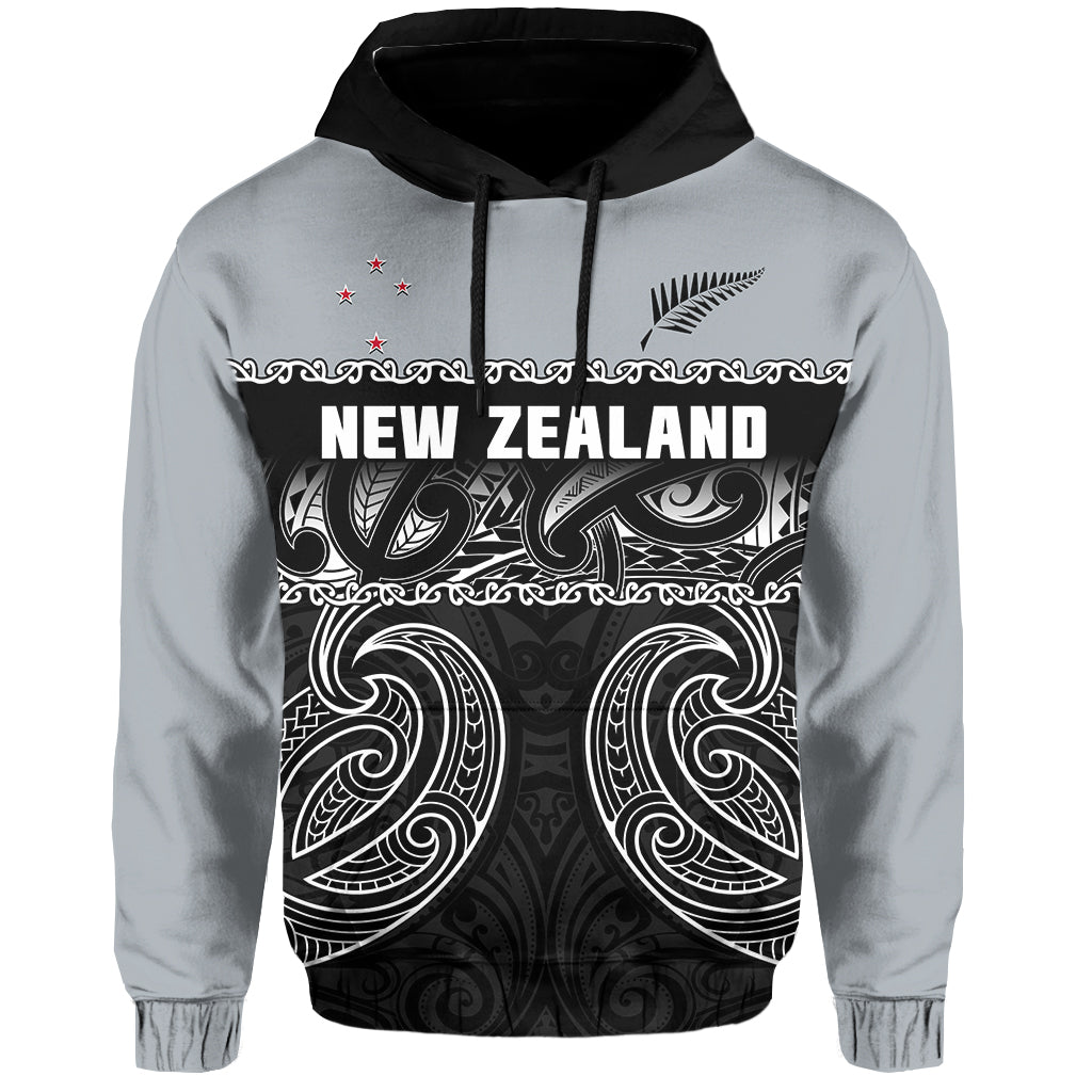 (Custom Text And Number) New Zealand 2022 Cricket Hoodie Black Cap Silver Fern Maori - Vibe Hoodie Shop