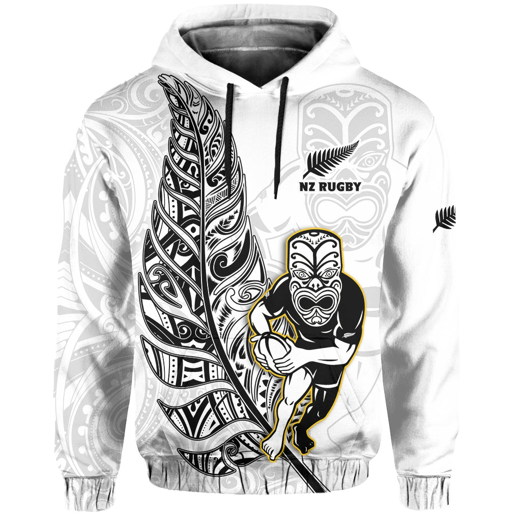 New Zealand Silver Fern Rugby Hoodie All Black Maori Version White - Vibe Hoodie Shop
