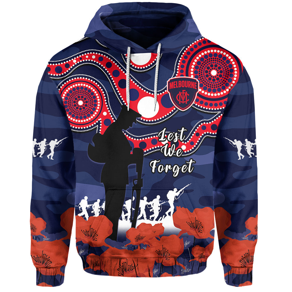 Melbourne Football ANZAC 2023 Hoodie Demons Aboriginal Mix Poppy Camouflage - Vibe Hoodie Shop