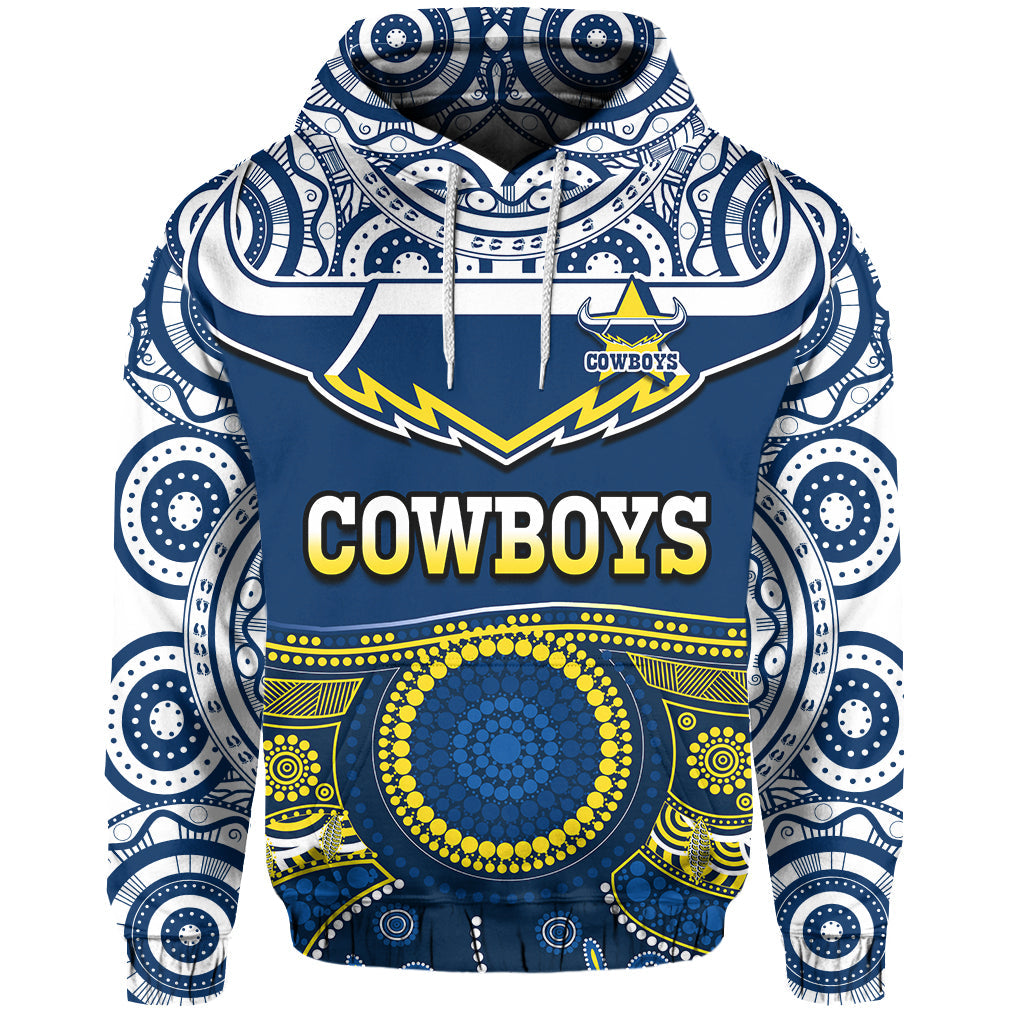 Cowboys Rugby Hoodie Aboriginal Art - Vibe Hoodie Shop