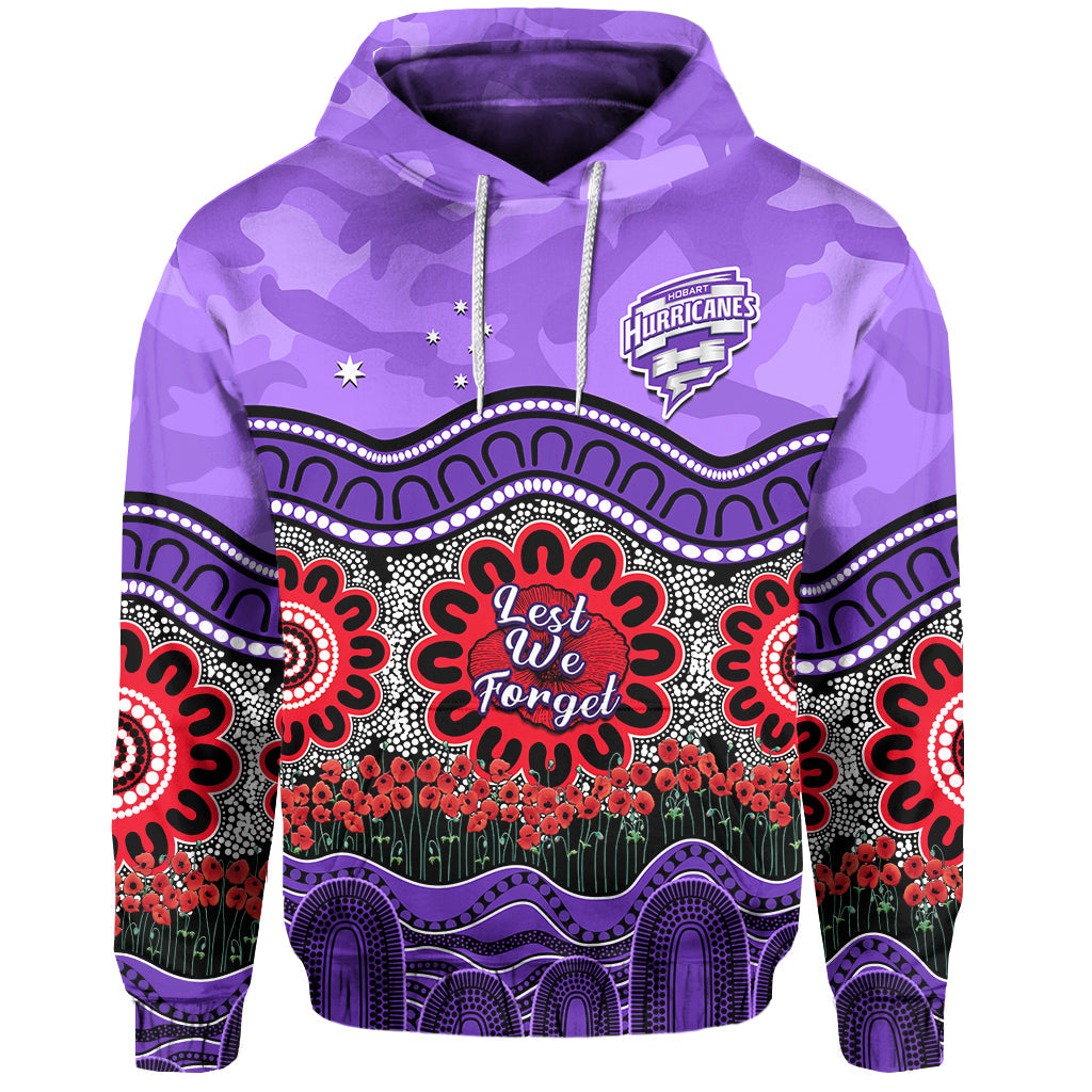 Hurricanes Cricket ANZAC Hoodie Hobart Poppy Aboriginal Camouflage - Vibe Hoodie Shop