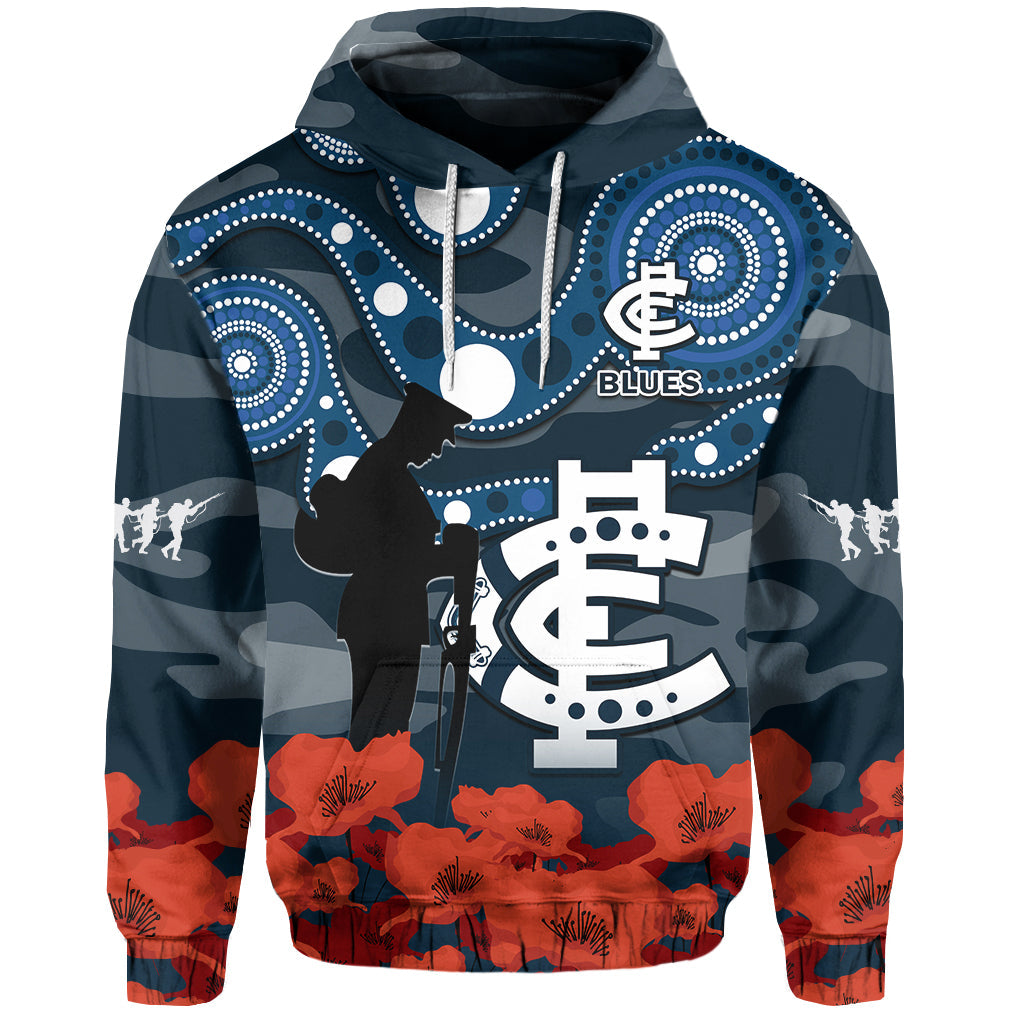 Carlton Football ANZAC 2023 Hoodie Blues Aboriginal Mix Poppy Camouflage - Vibe Hoodie Shop