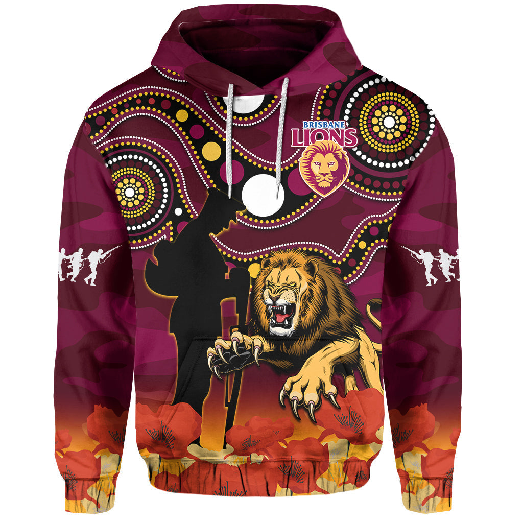 Brisbane Lions Football ANZAC 2023 Hoodie Aboriginal Mix Poppy Camouflage - Vibe Hoodie Shop