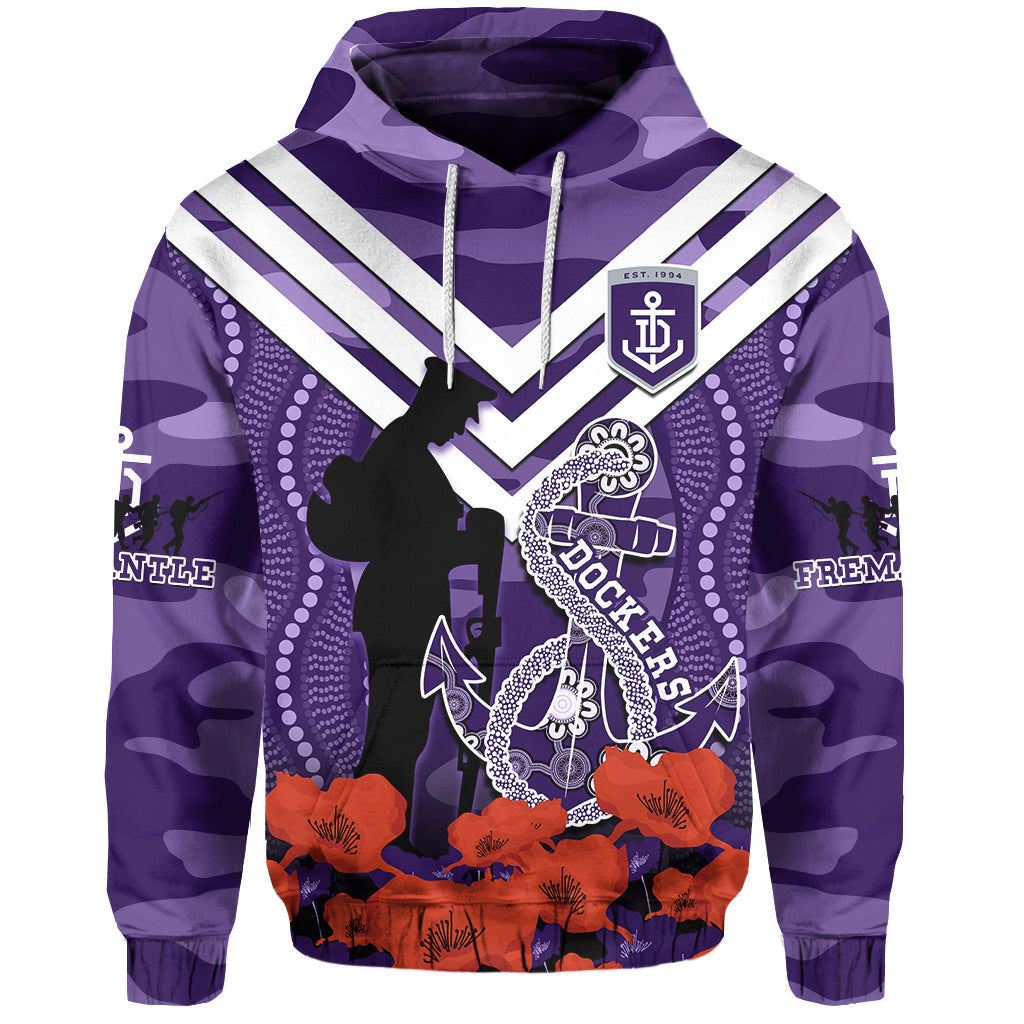 Dockers Football ANZAC 2023 Hoodie Aboriginal Mix Poppy Camouflage - Vibe Hoodie Shop