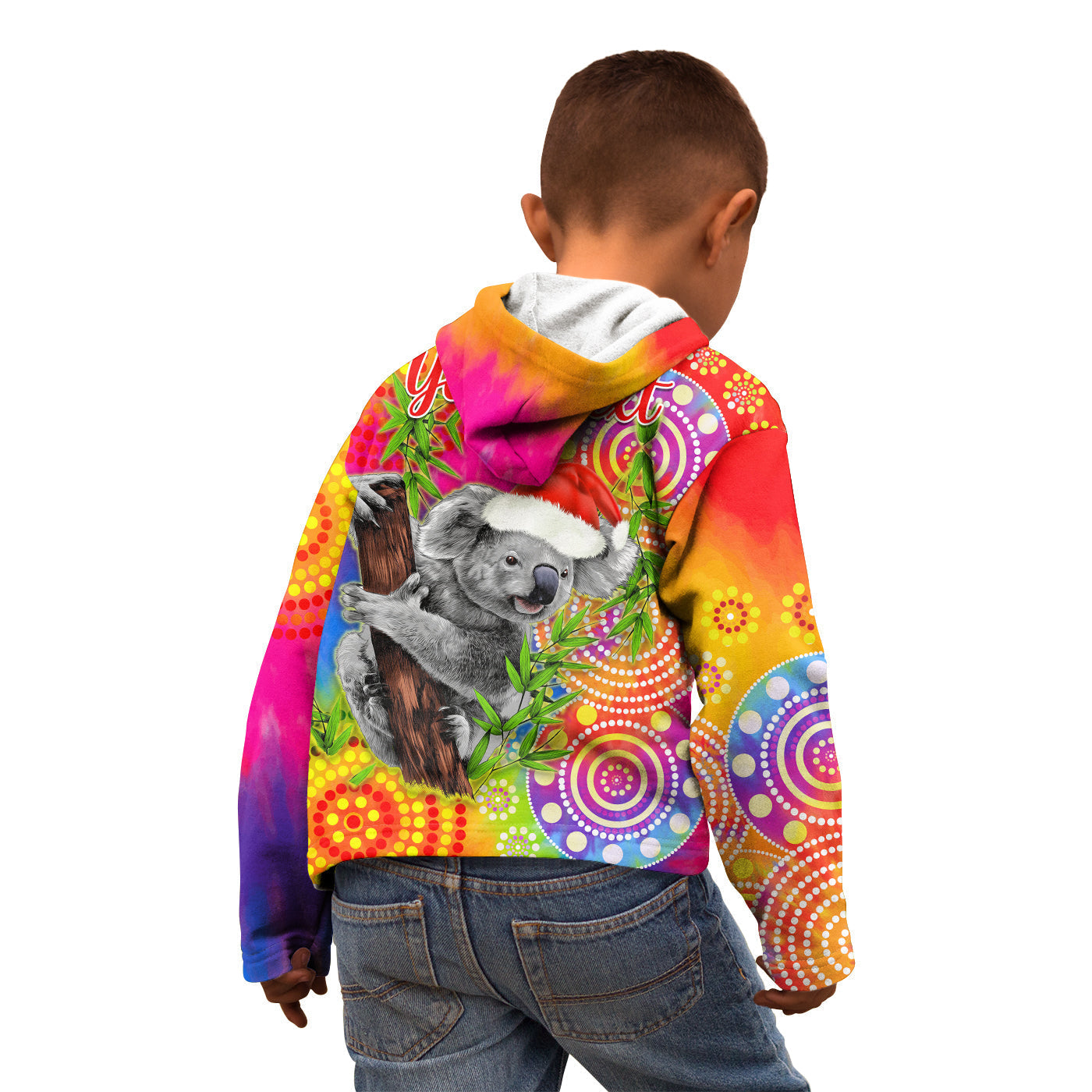 (Custom Personalised) Australia Koala Aboriginal Hoodie KID Rainbow Tie Dye Merry Christmas - Vibe Hoodie Shop