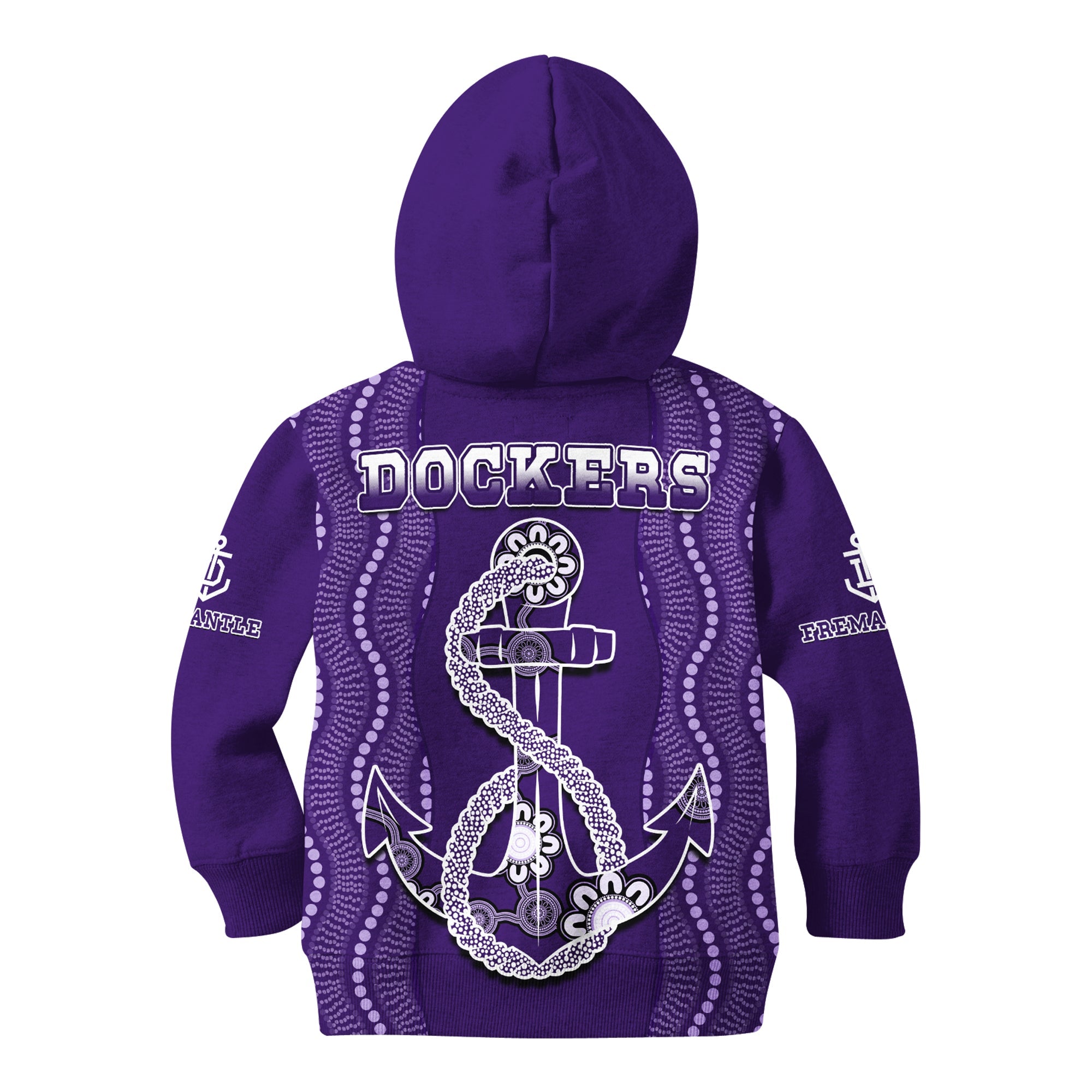 Dockers Football Hoodie KID Fremantle Anchor Mix Aboriginal Pattern Dynamic Style - Vibe Hoodie Shop