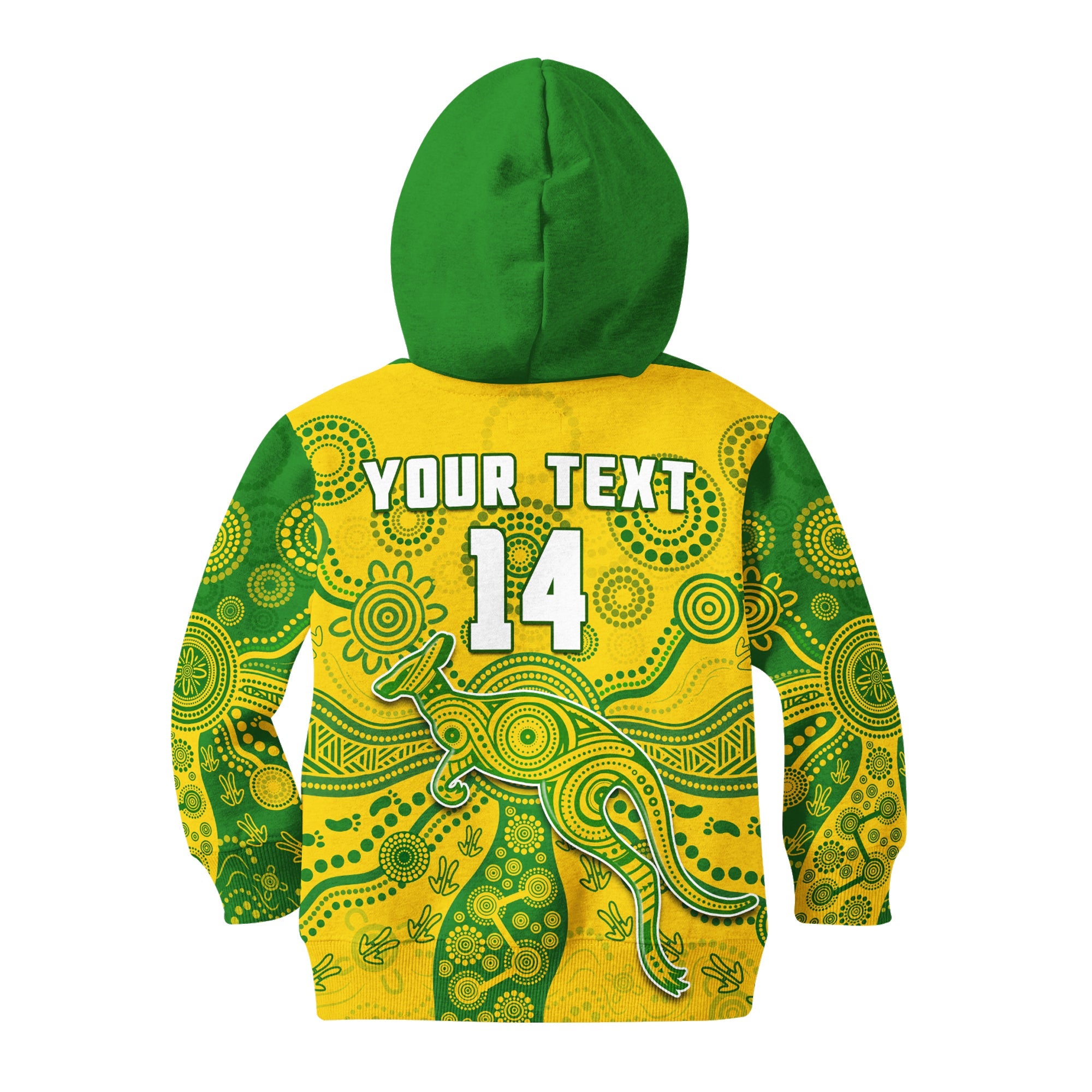 (Custom Text And Number) Australia Hoodie KID National Colours Proud Aussie Special Indigenous - Vibe Hoodie Shop