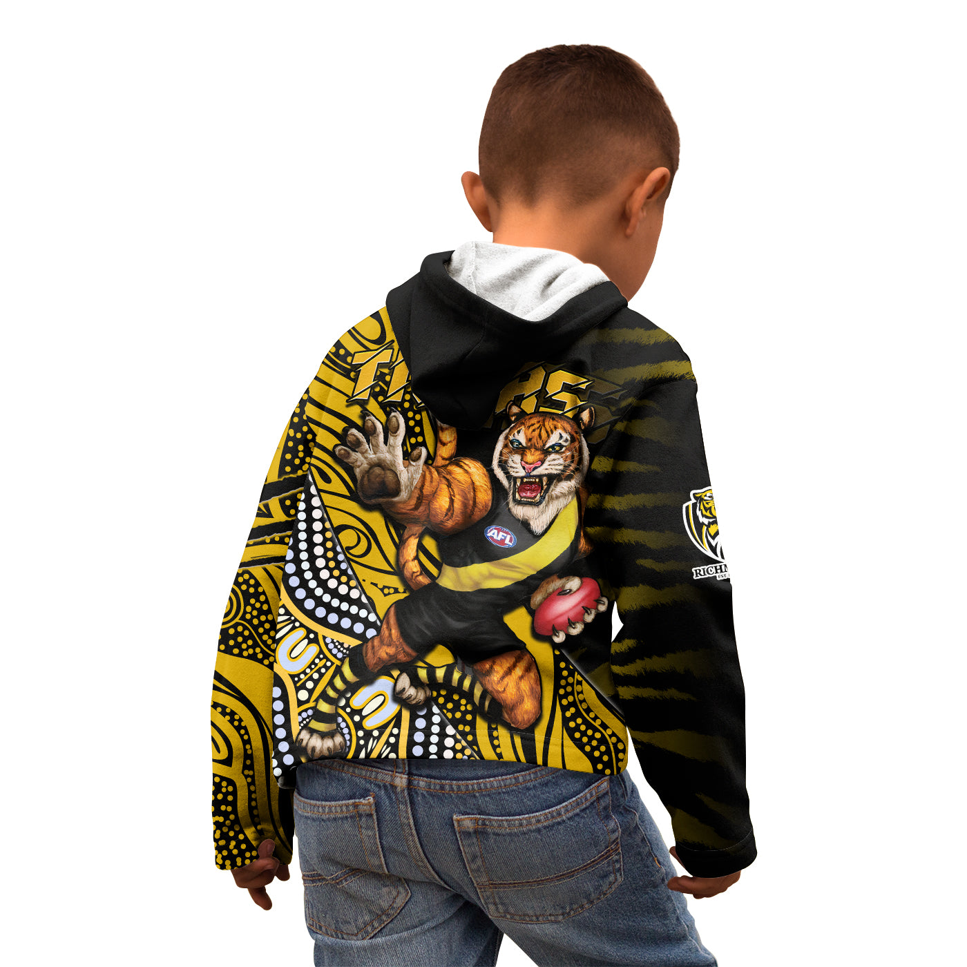 Richmond Football Hoodie KID Aboriginal Go The Tigers Mascot - Vibe Hoodie Shop