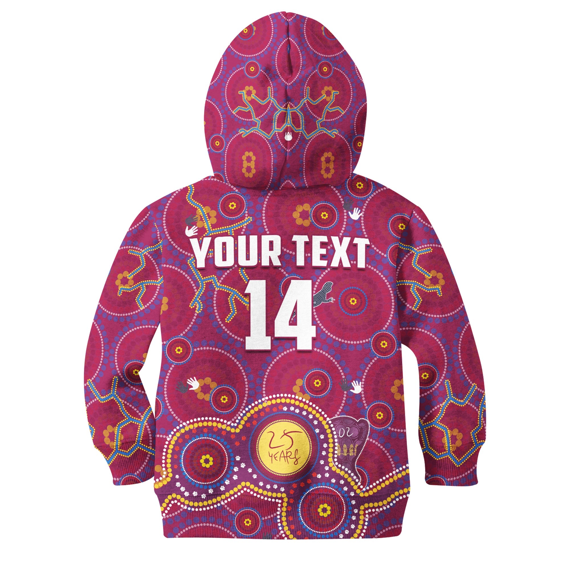 (Custom Text And Number) Brisbane Football Hoodie KID Indigenous Pattern Go Lions Unique Version - Vibe Hoodie Shop