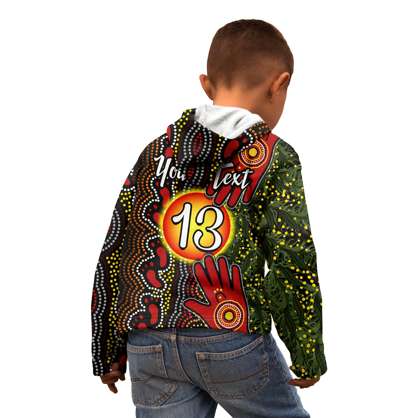 (Custom Text and Number) Aboriginal Dot Painting Hoodie KID Go To Touch The Sun - Vibe Hoodie Shop