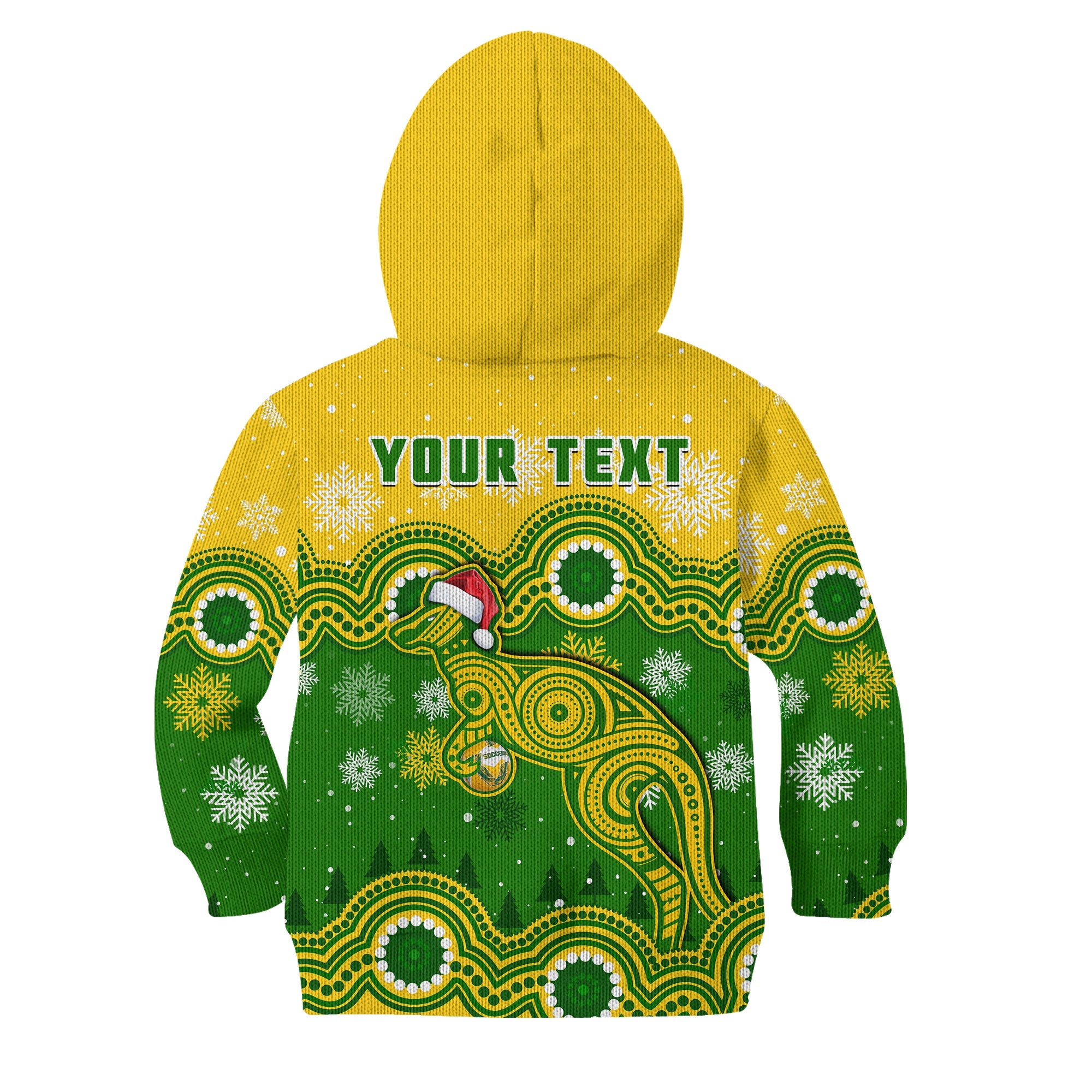 (Custom Personalised) Australia Soccer Christmas Hoodie KID Socceroos Indigenous Kangaroo - Vibe Hoodie Shop