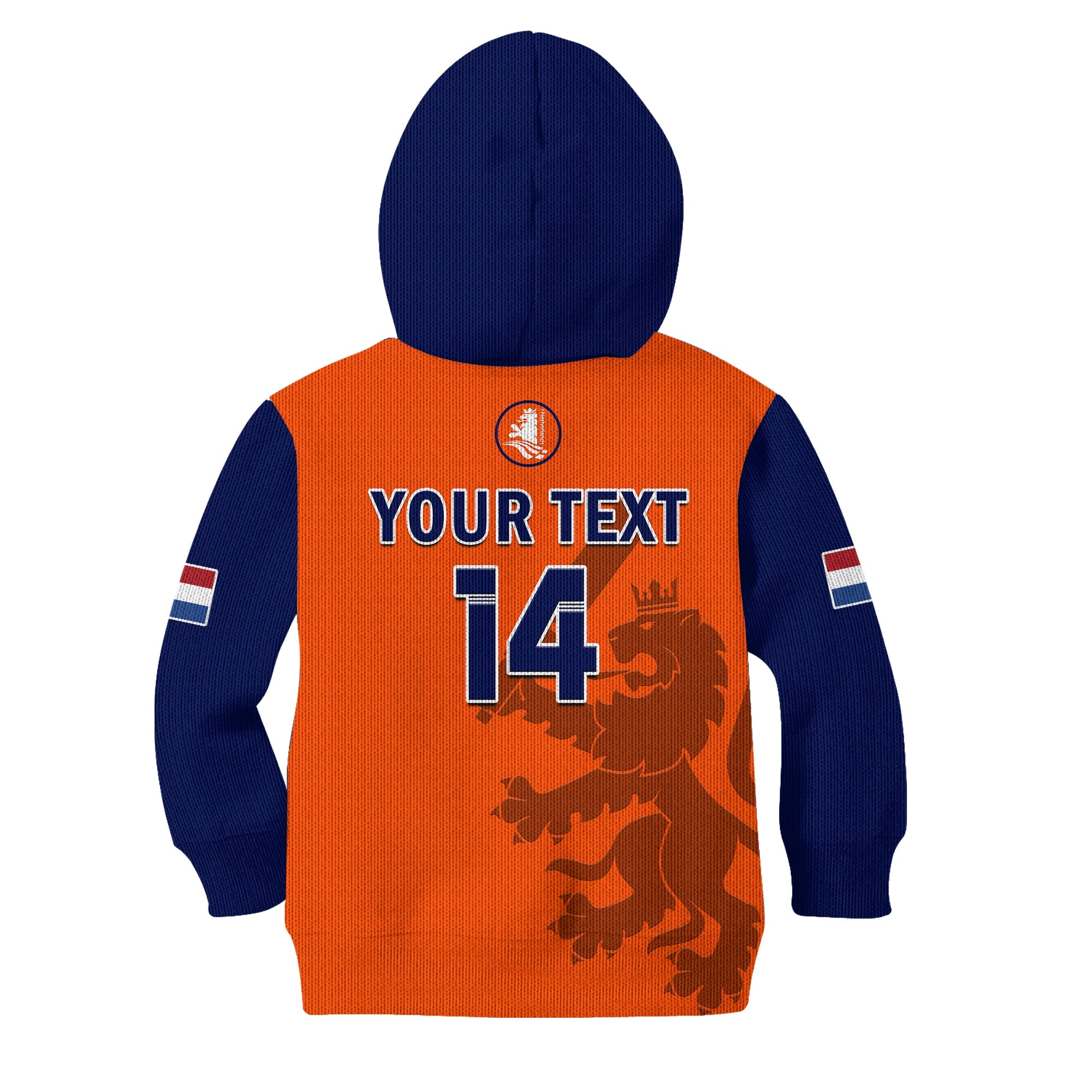 (Custom Text And Number) Netherlands Cricket Hoodie KID ODI Simple Orange Style - Vibe Hoodie Shop