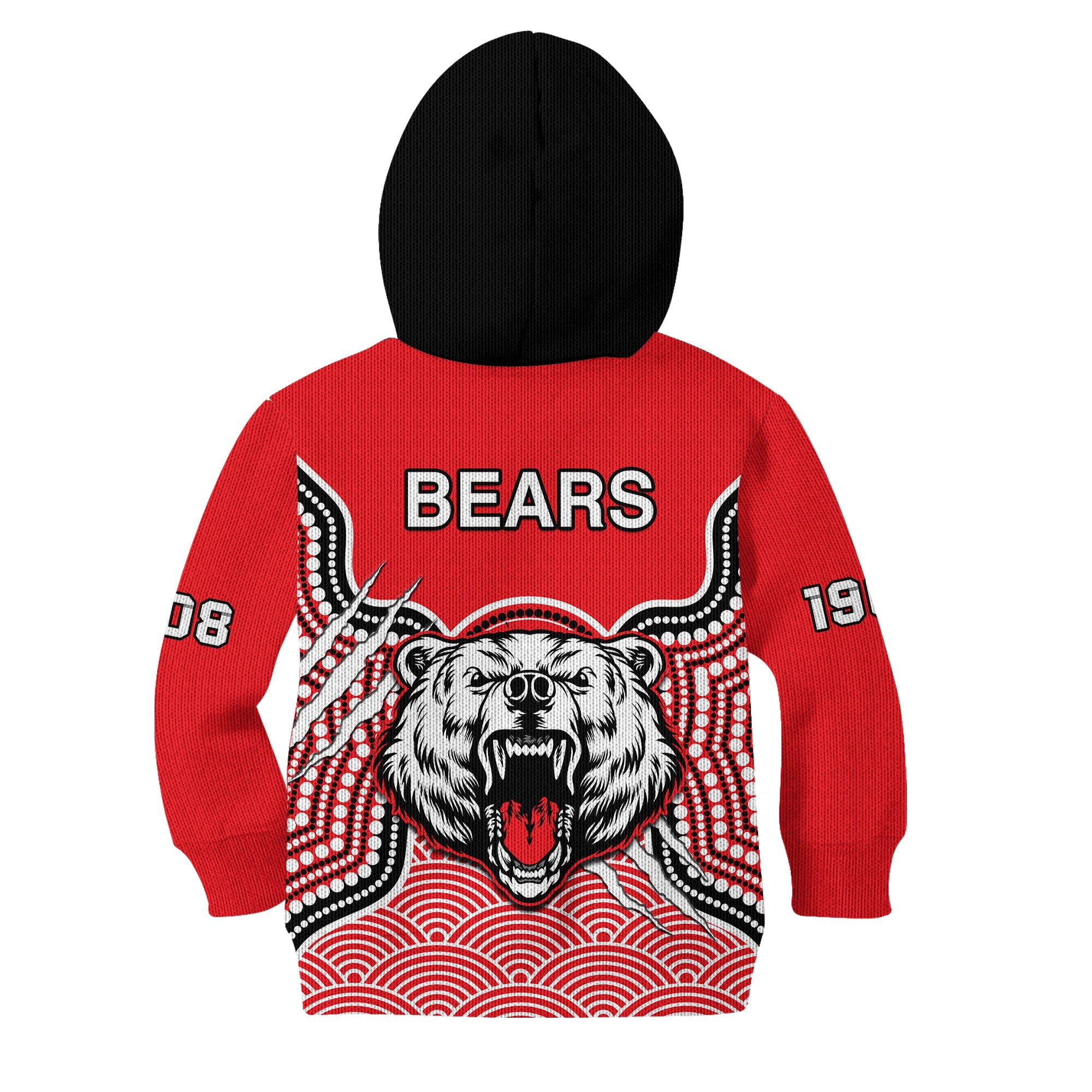 (Custom Text And Number) North Sydney Rugby Hoodie KID Bears 1908 Indigenous Pattern - Vibe Hoodie Shop