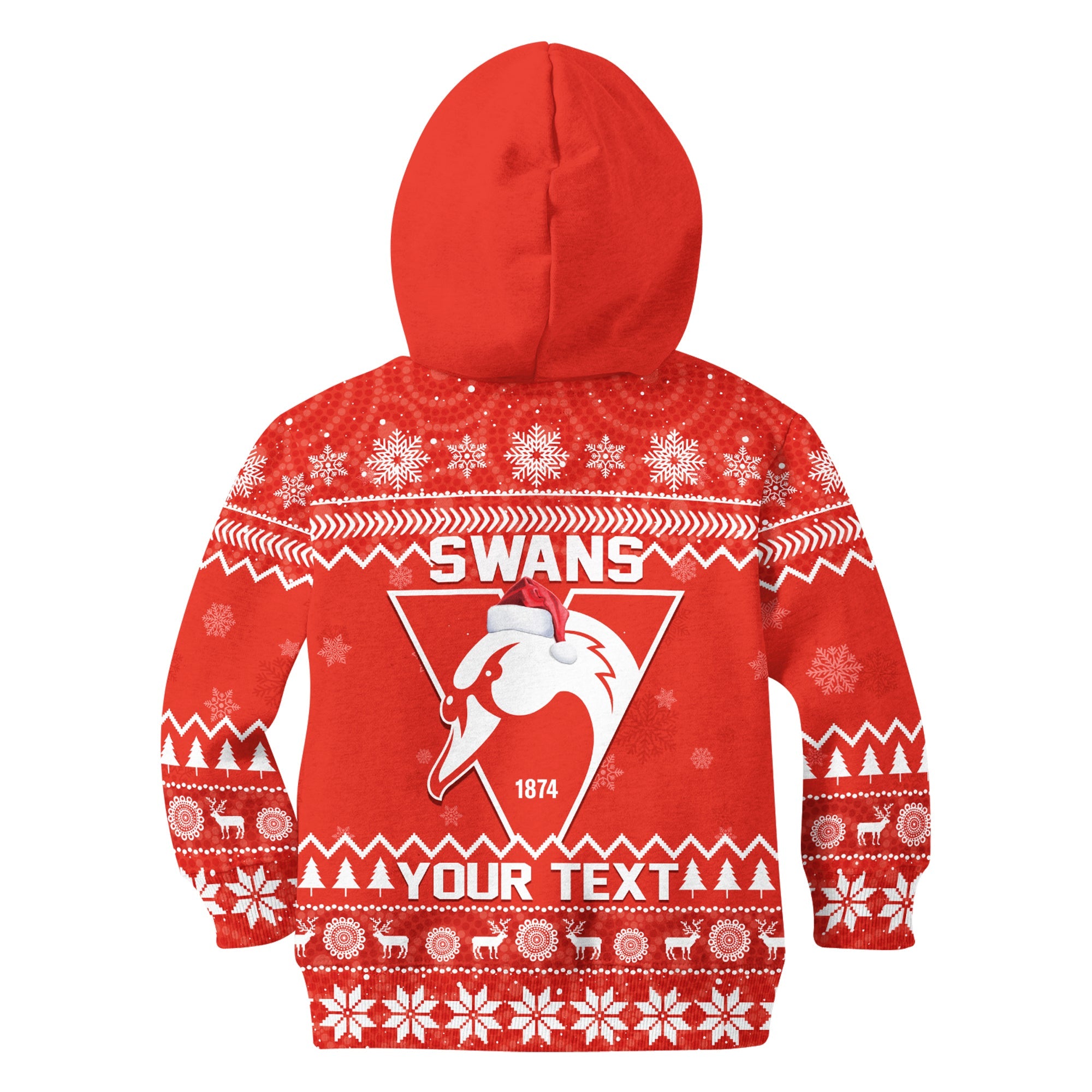 (Custom Personalised) Swans Football Christmas Hoodie KID Sydney Indigenous Merry Xmas - Vibe Hoodie Shop