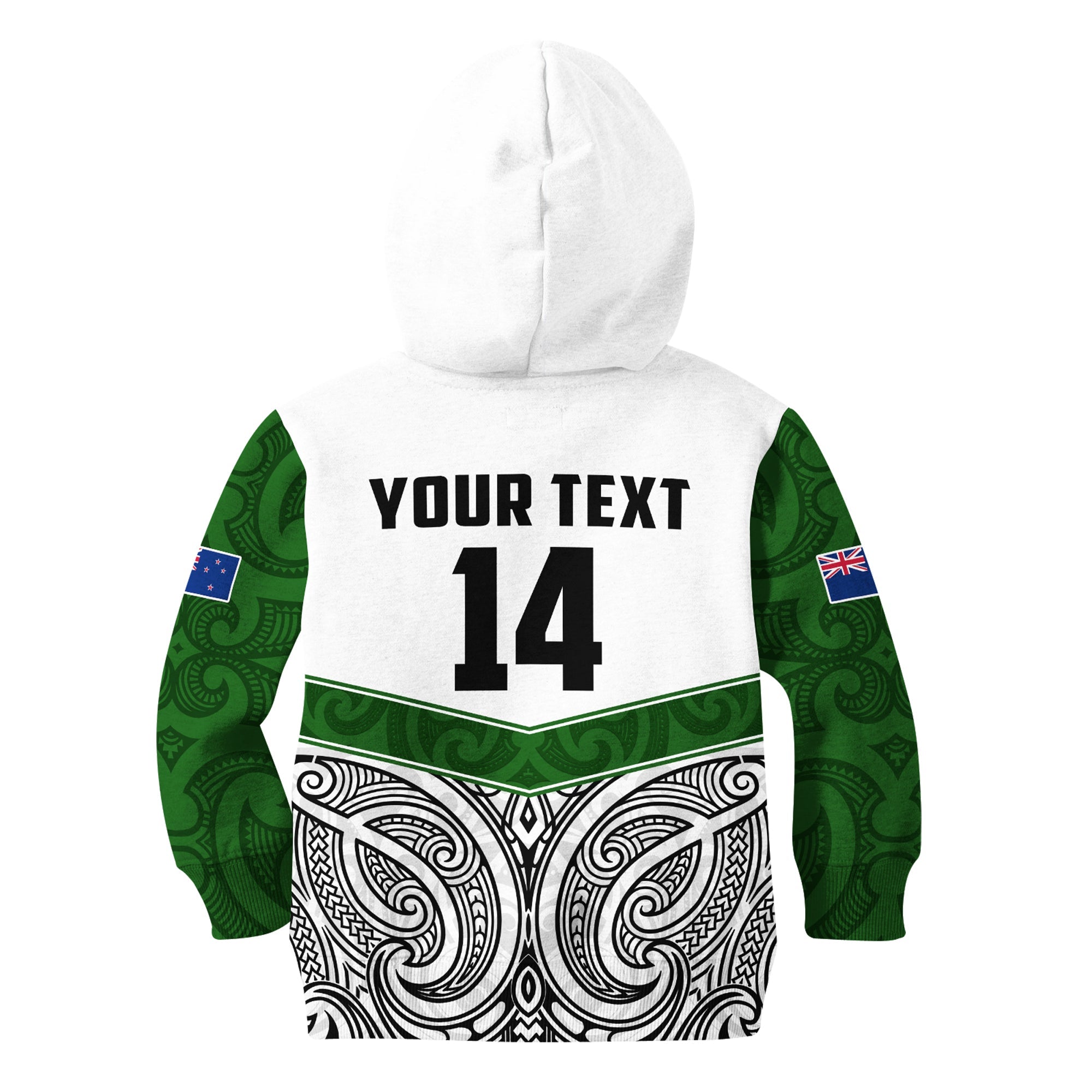 (Custom Text And Number) New Zealand Silver Fern Rugby Hoodie KID Maori Pacific - Vibe Hoodie Shop