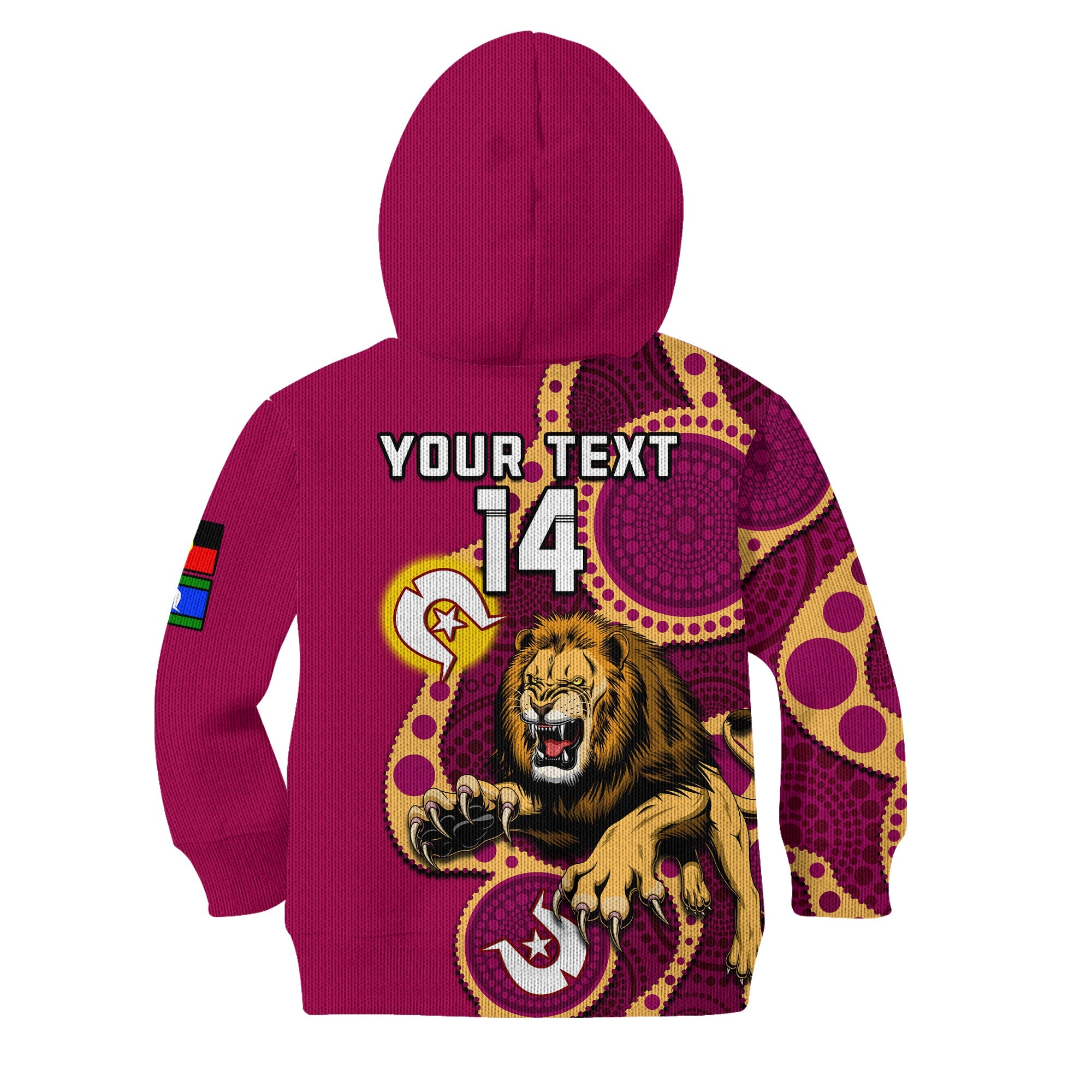 (Custom Text And Number) Brisbane Lions Football NAIDOC 2023 Hoodie KID For Our Elders Indigenous Art - Vibe Hoodie Shop